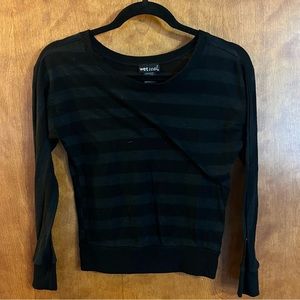 WET Seal Sheer Striped Black Long Sleeve Shirt